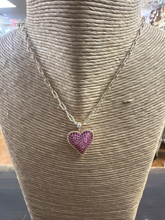 Pink pavade heart necklace