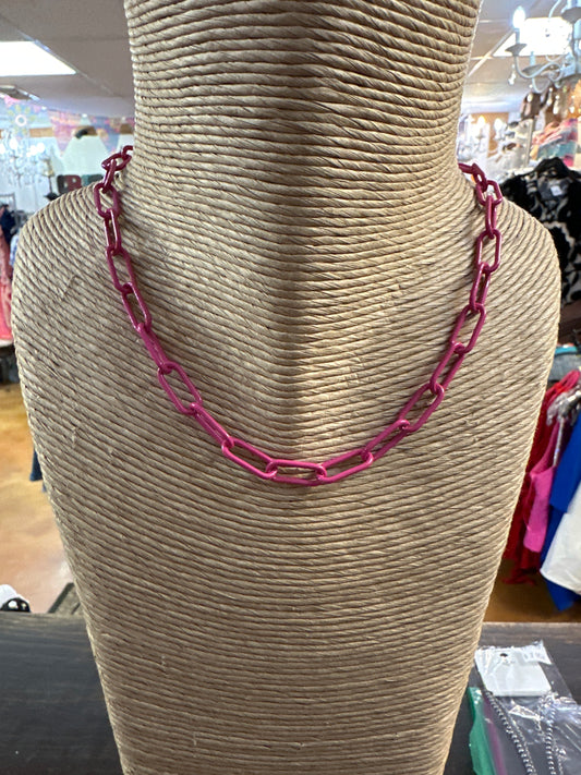 Pink paper clip necklace