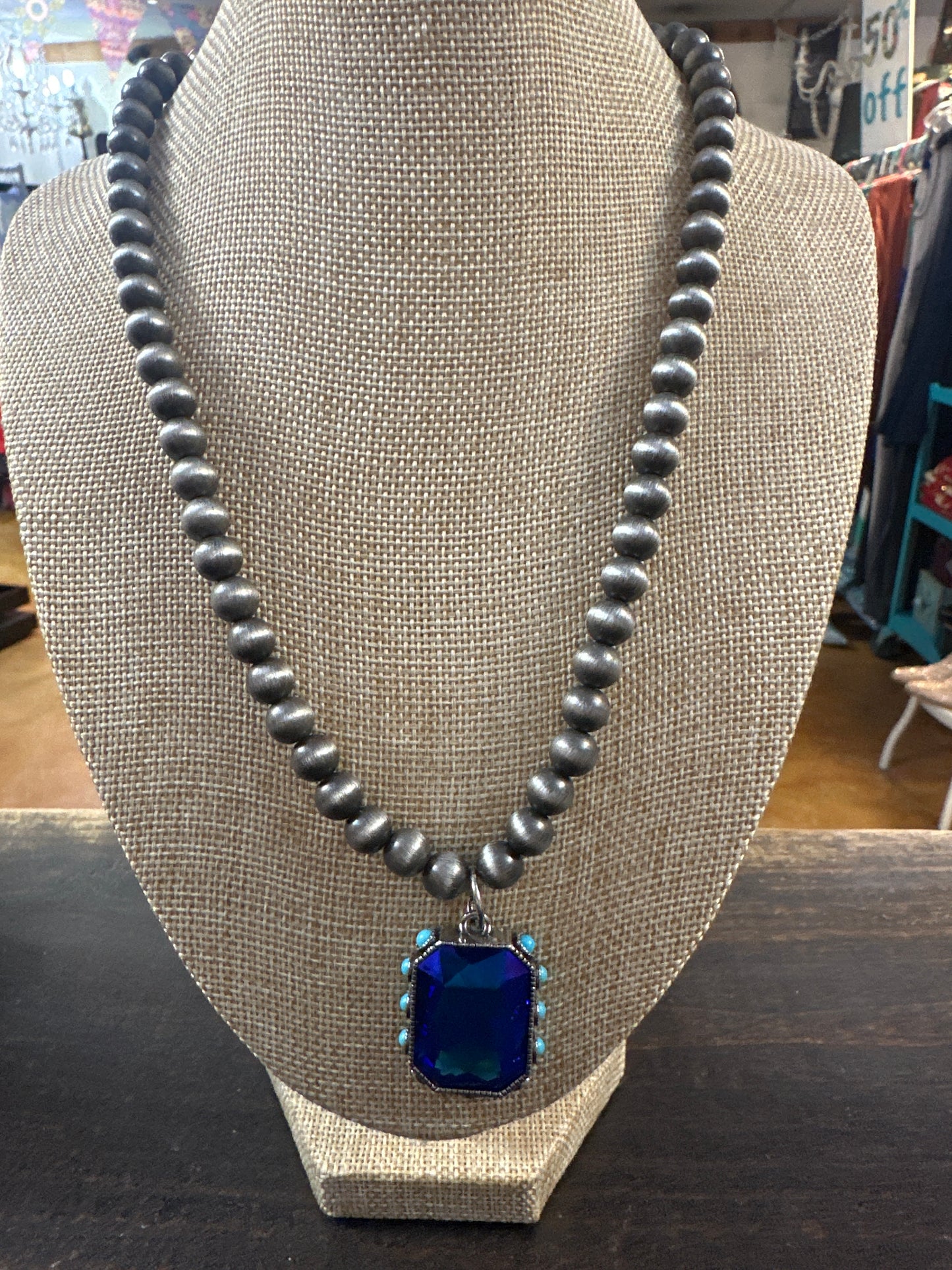 Crystal & Turq neck