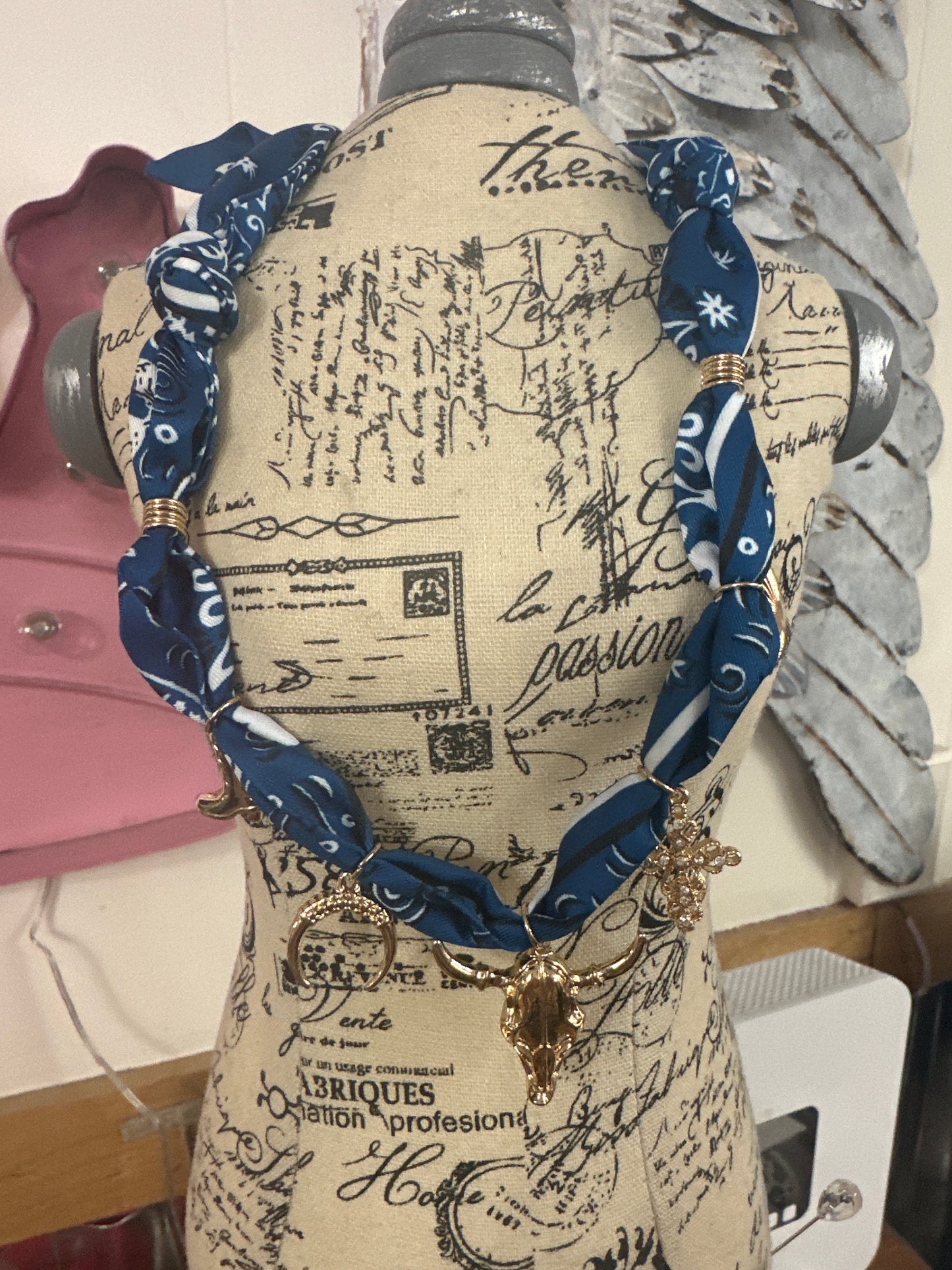 Rag charm necklace