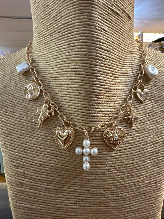 Pearl charm necklace