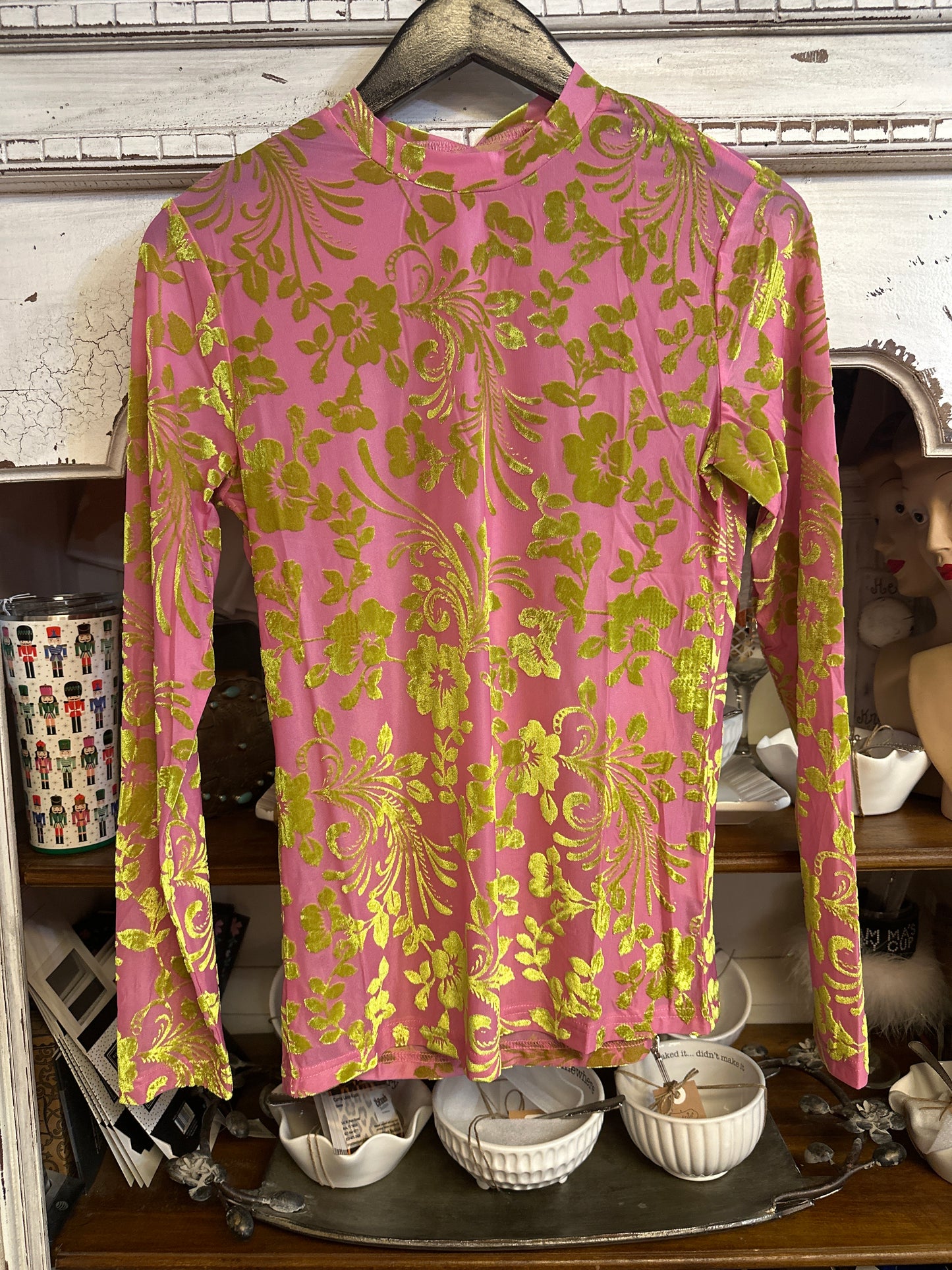 Lime & pink burnout top