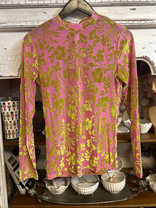 Lime & pink burnout top