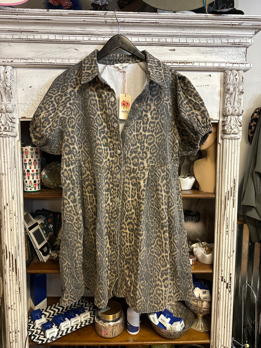 Leopard denim dress