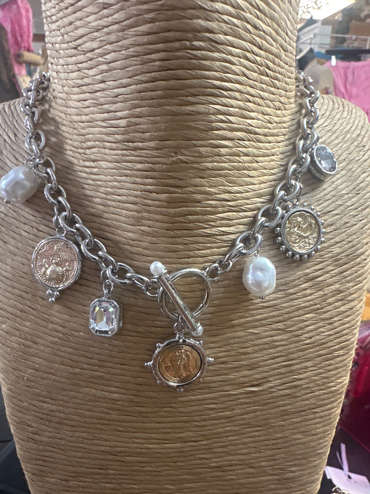 Coin charm necklace