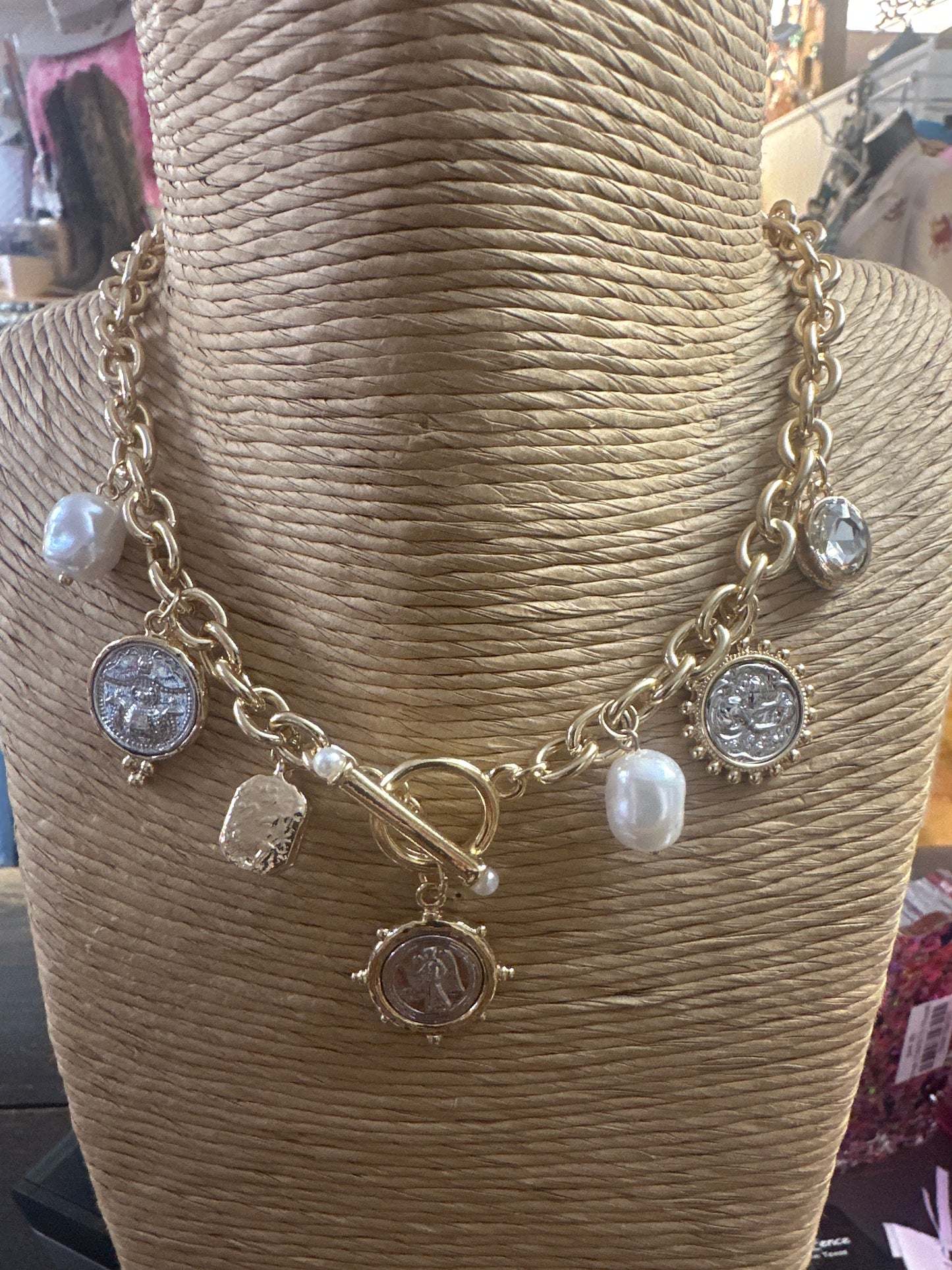 Coin charm necklace