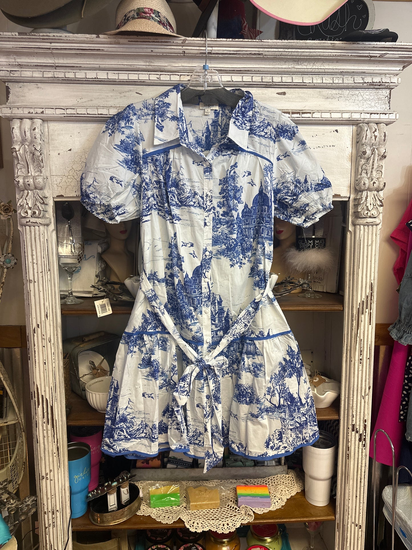 Navy toile dress