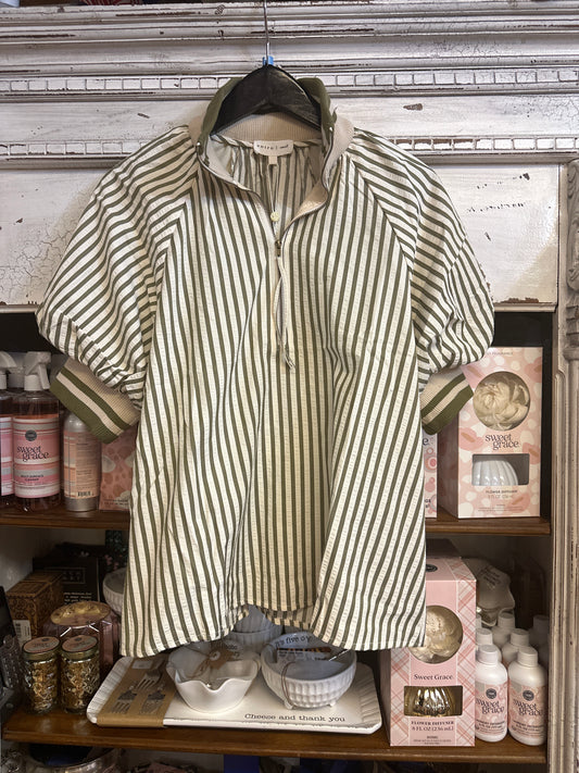 Olive stripped top