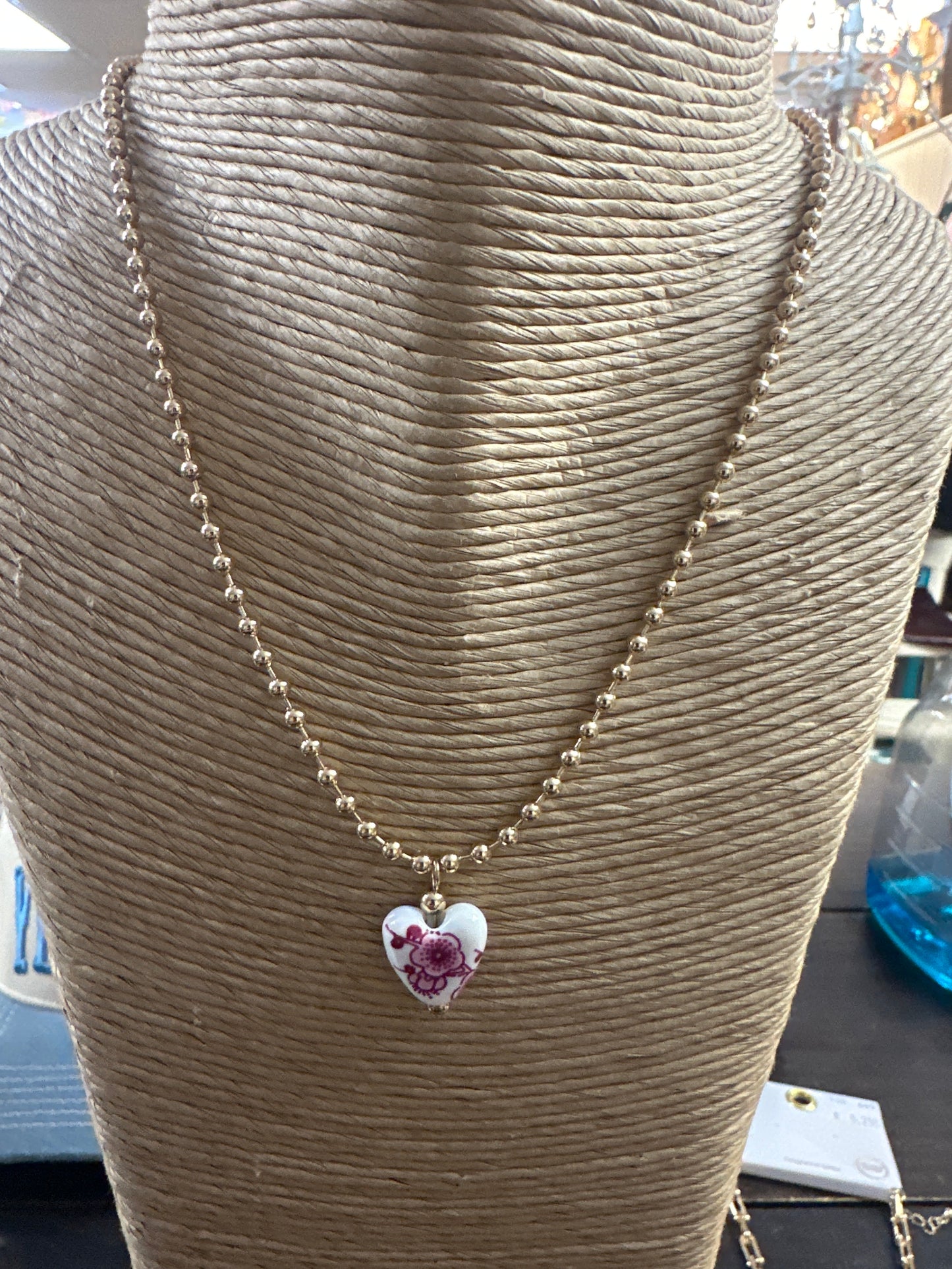 Pink porcelain necklace