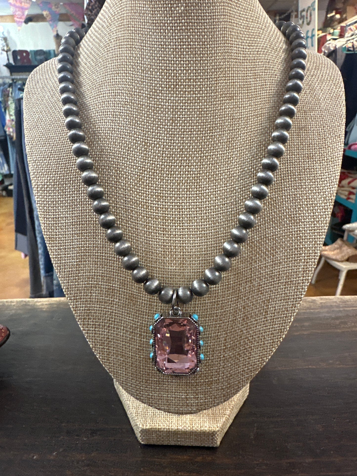 Crystal & Turq neck