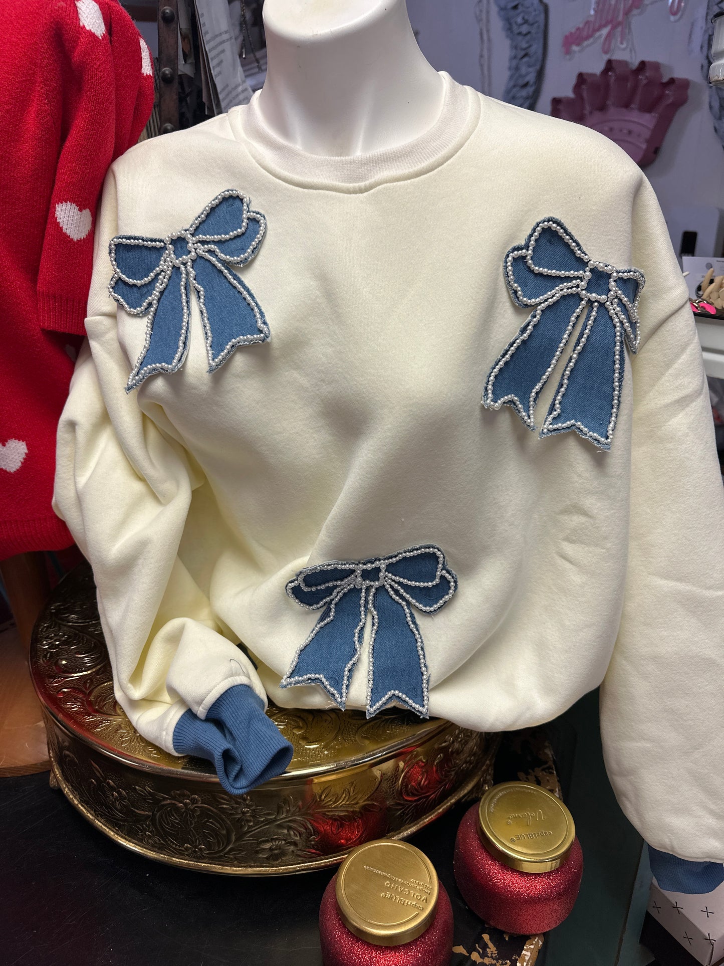 Denim Bow sweat top