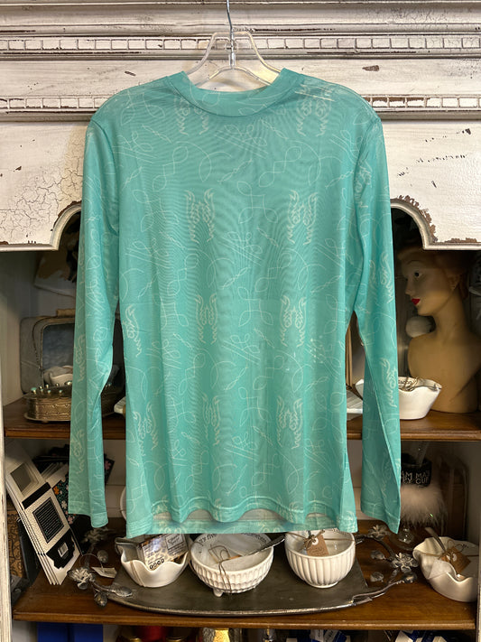 Turquoise mesh top