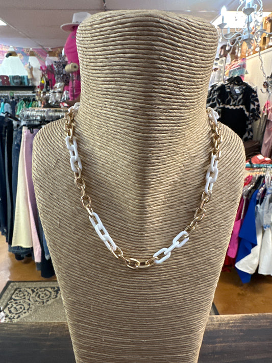 Gold & white link Necklace