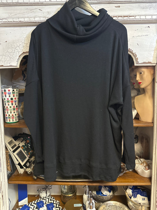 Black cow neck top