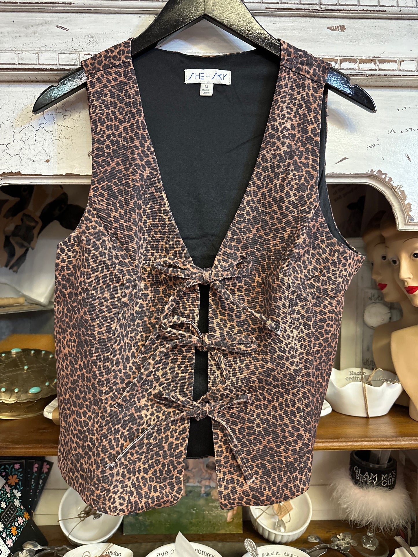 Leopard tie vest