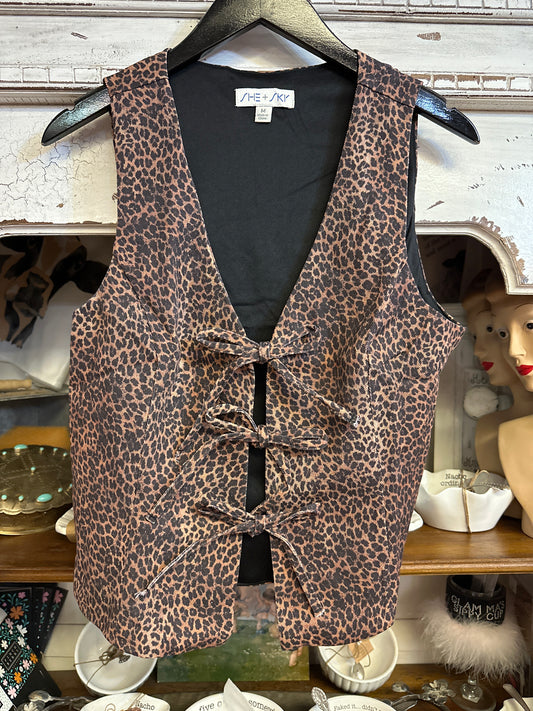Leopard tie vest