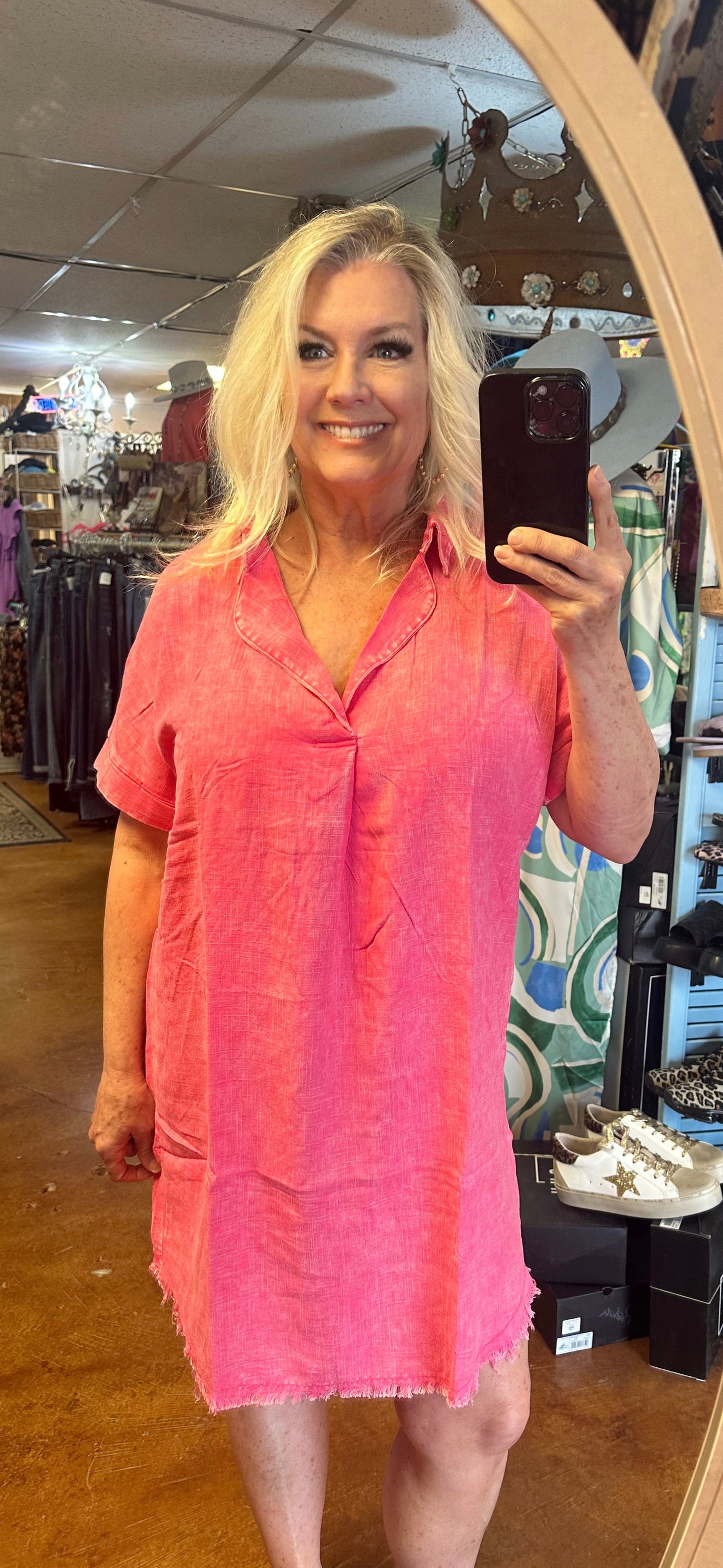 7120 pink freyed dress