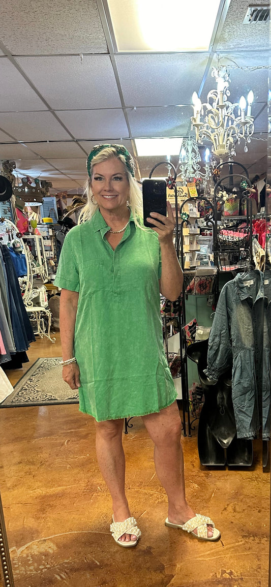 Green shirt dress