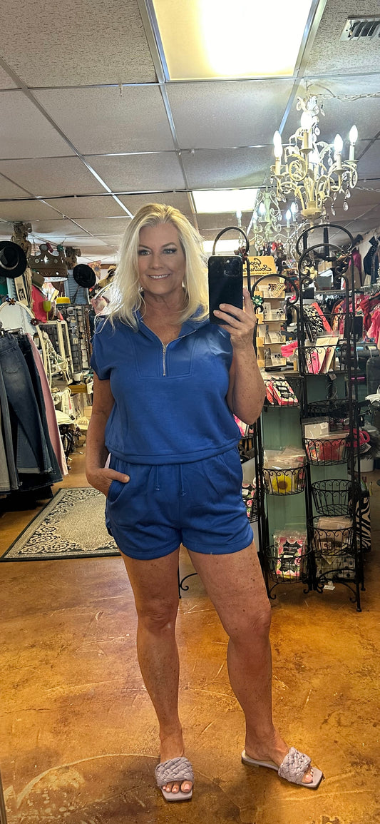 Blake half zip short set