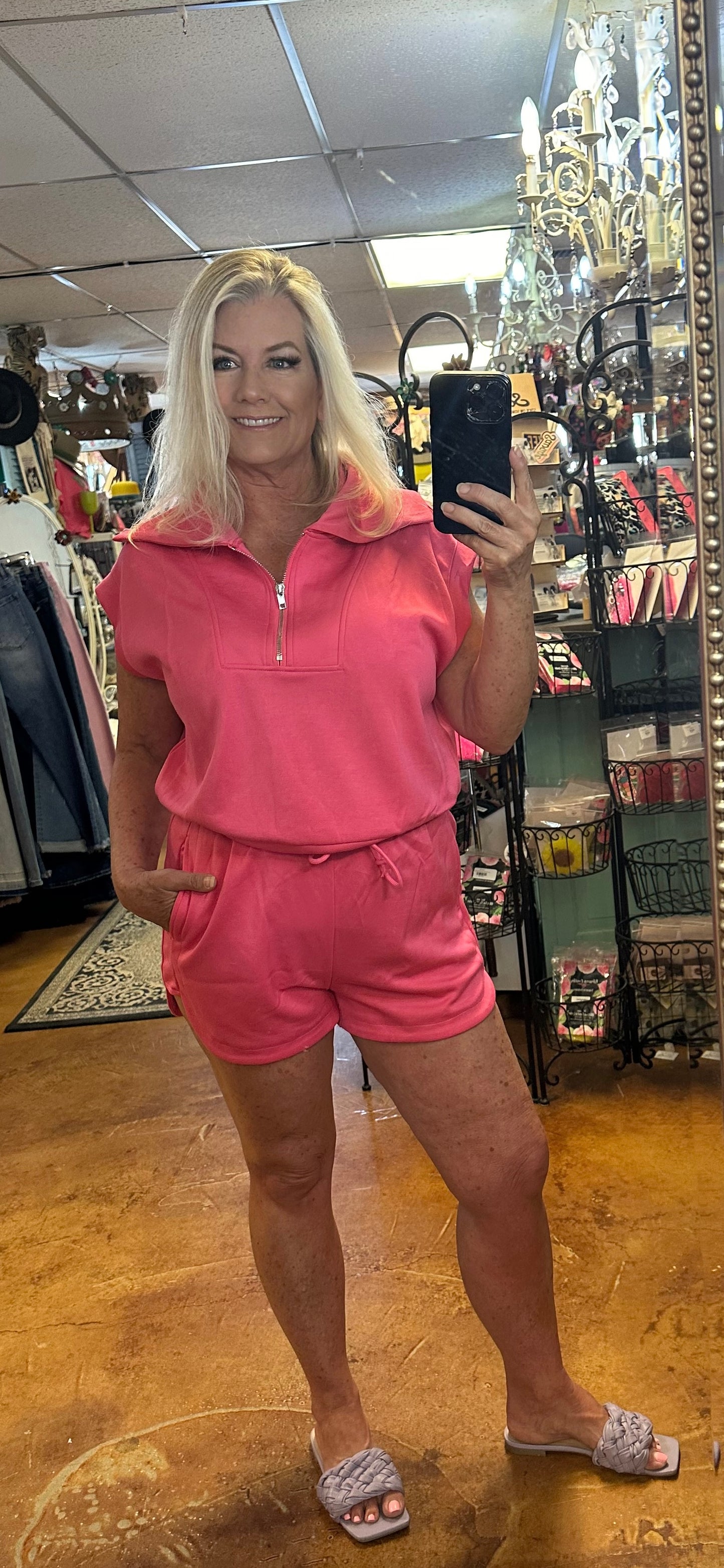 Blake half zip short set