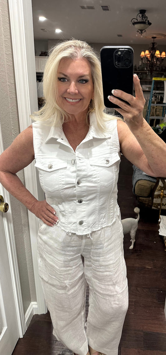 White Denim Vest