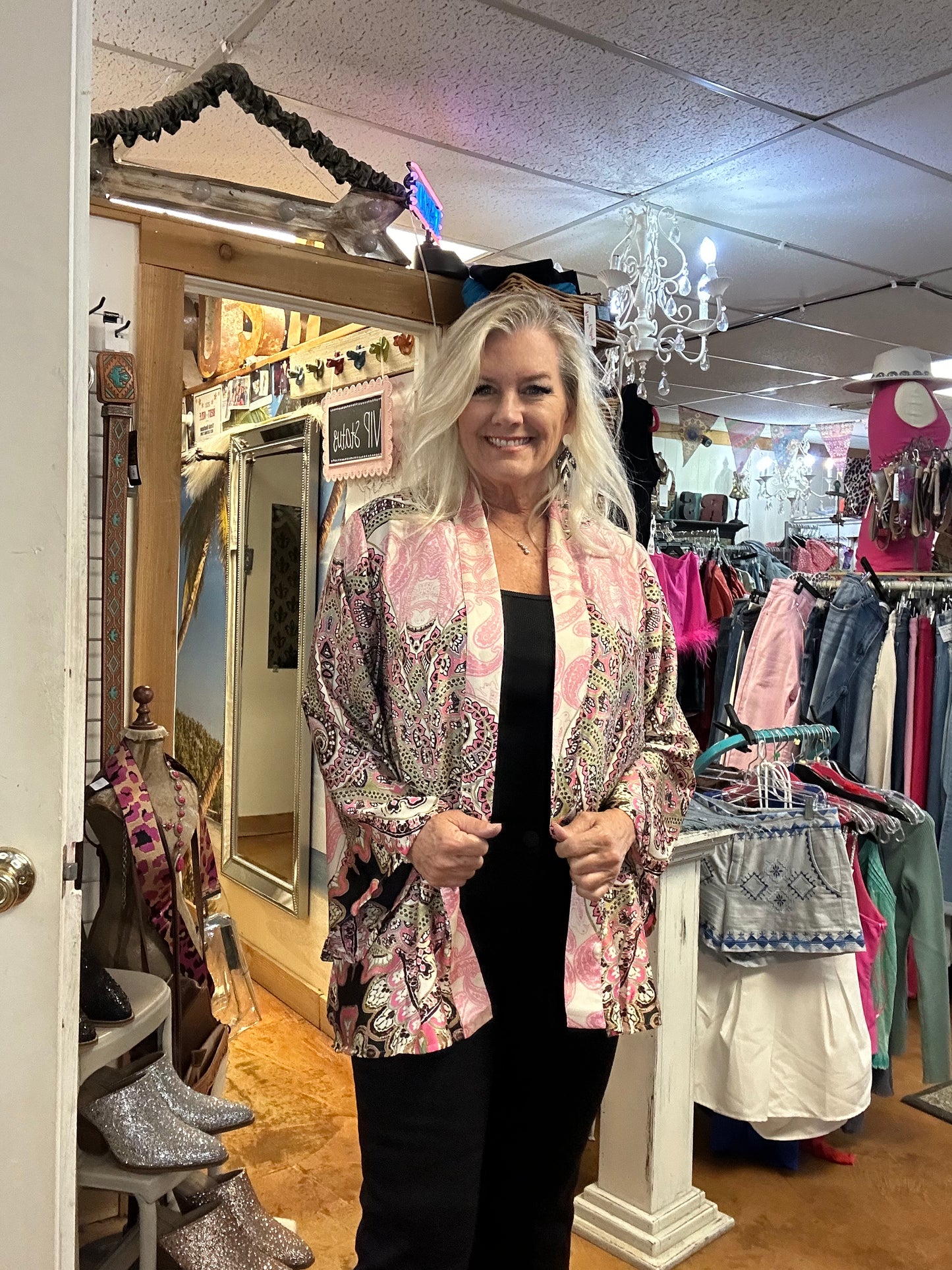 Pink paisley kimono
