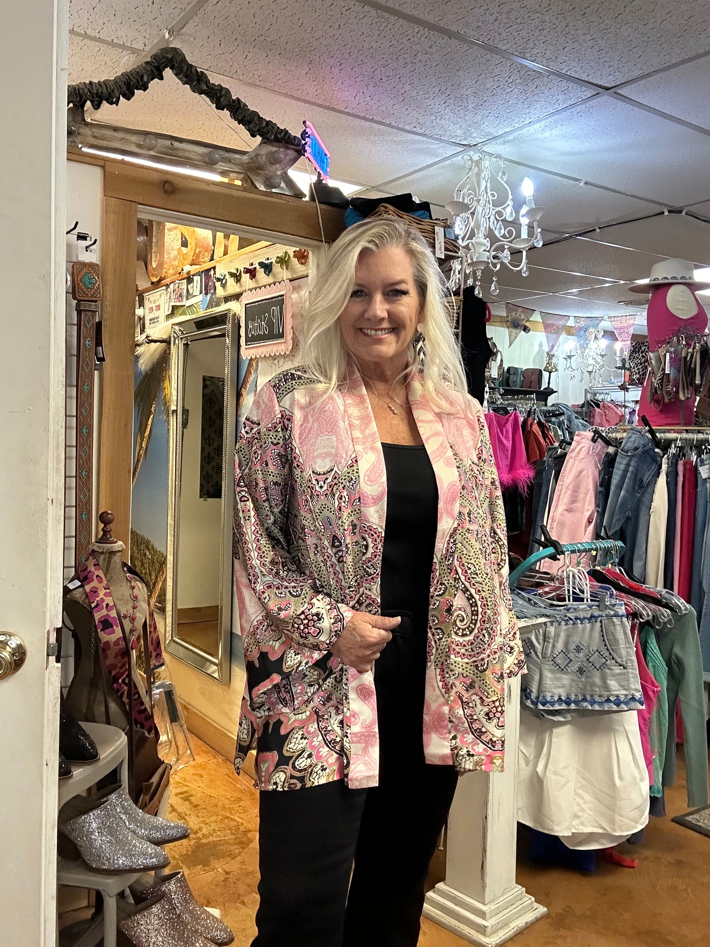 Pink paisley kimono