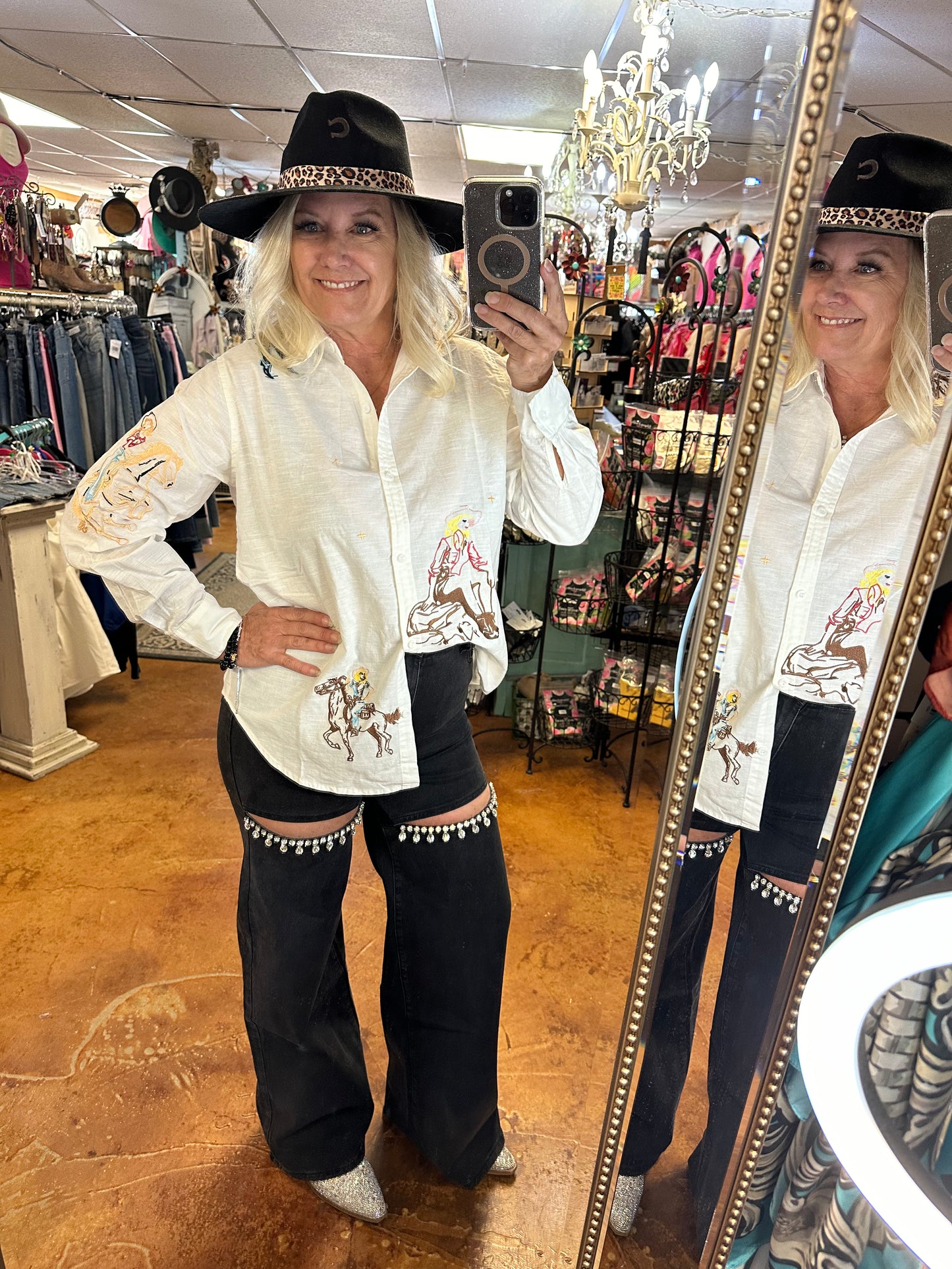 Sally embroidered button up