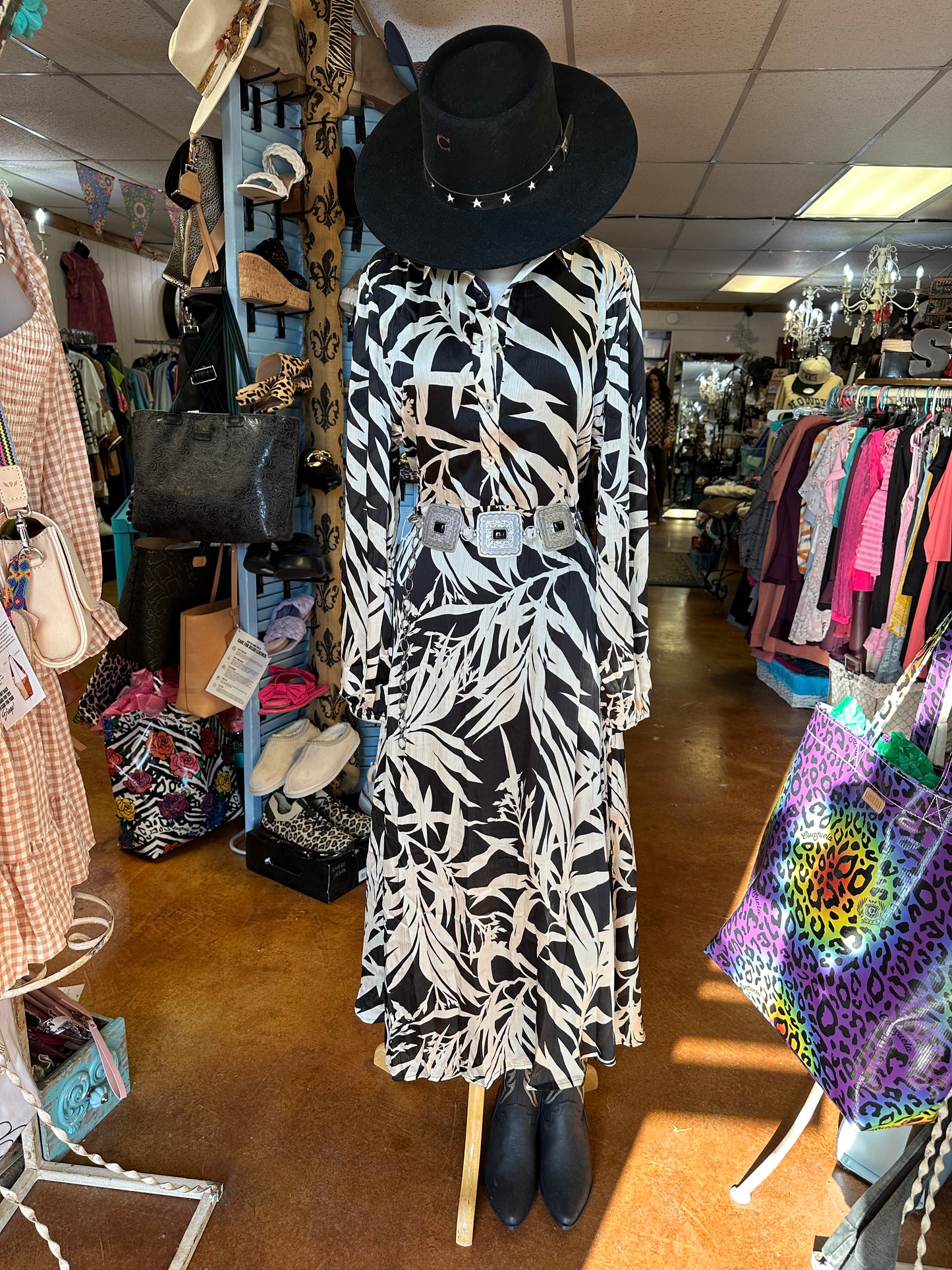 Black & white satin dress