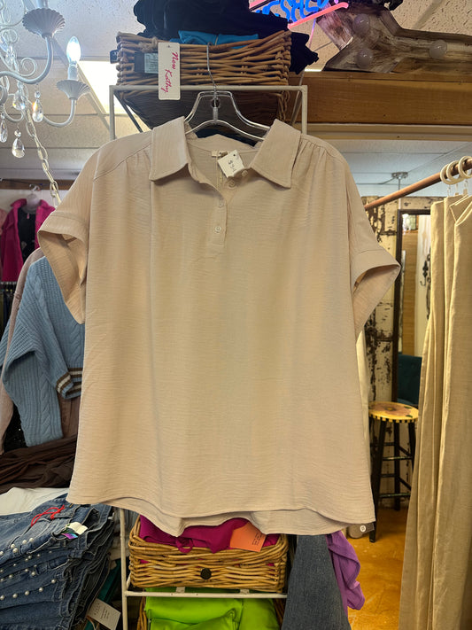 0905 cream collared top