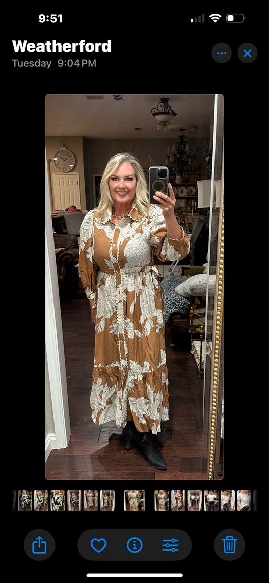 Camel midi dress