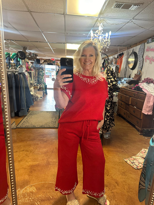 Red pearl top 3767