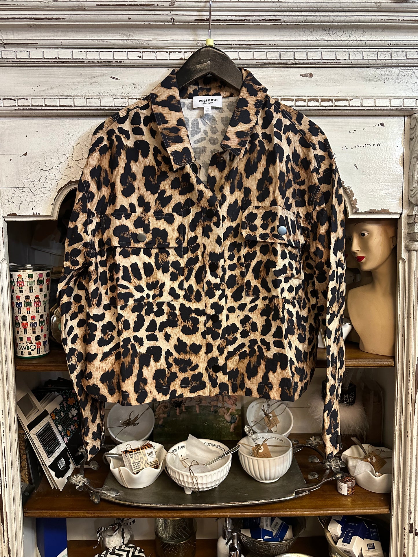 Leopard cropped jacket