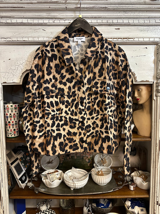 Leopard cropped jacket