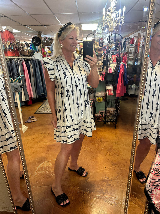 Navy & white Bow. Dress