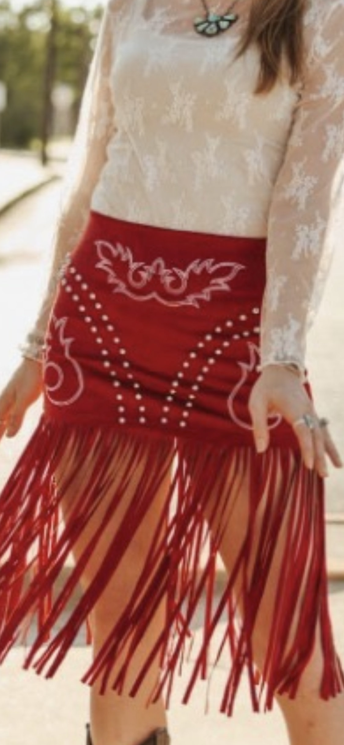 Red fringe skirt