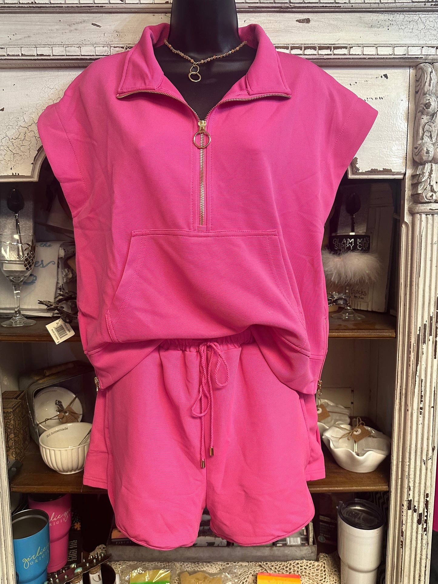 Pink short set
