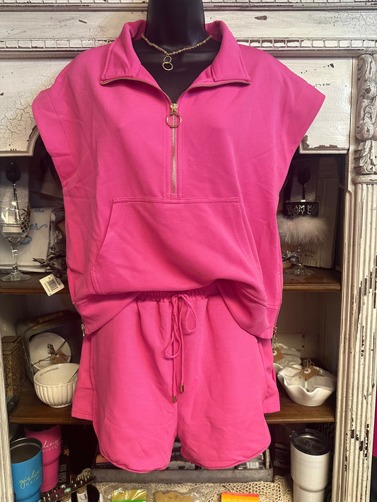Pink short set