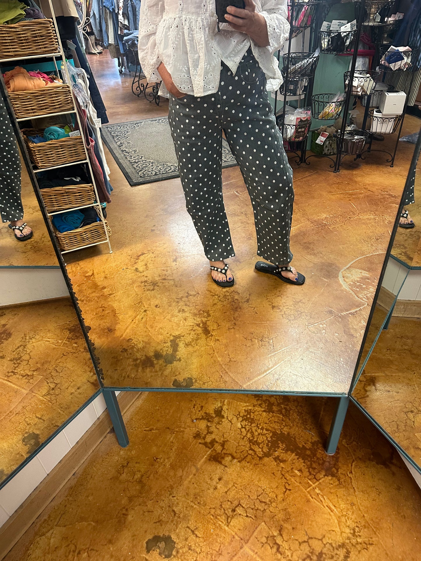 Polka dot barrel Jean