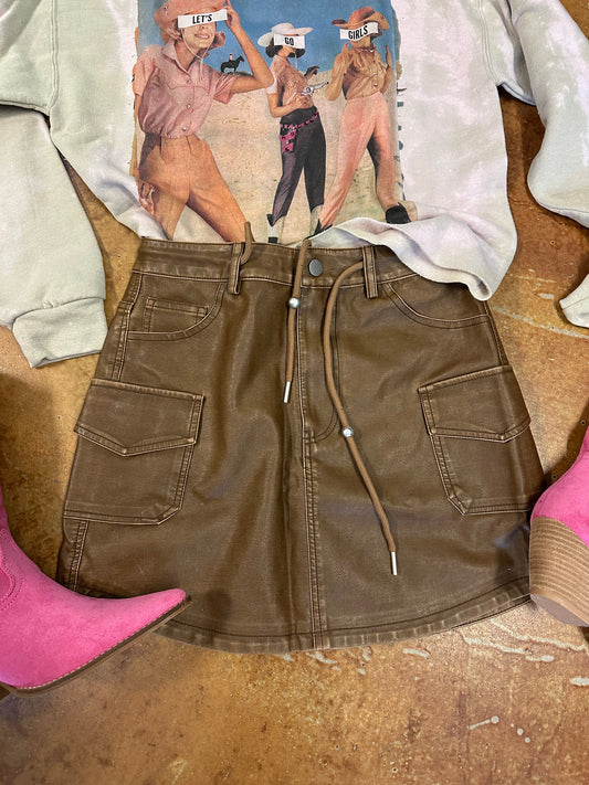 Rusty pleather skirt