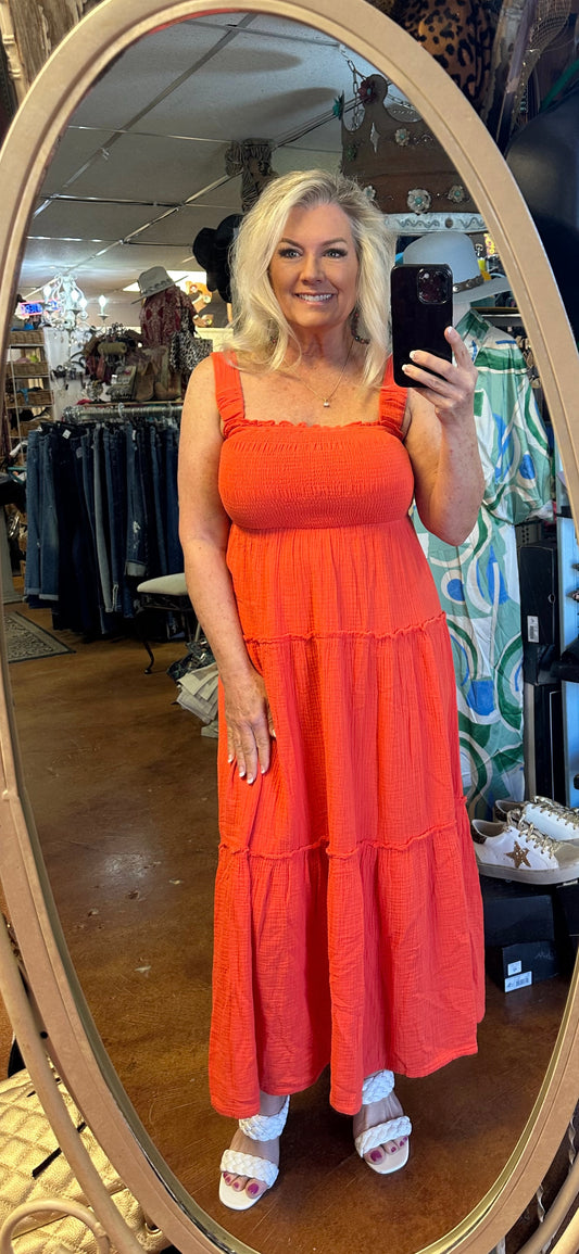 Coral Midi Dress
