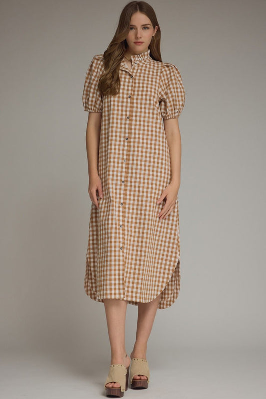 Brown Checked Dress