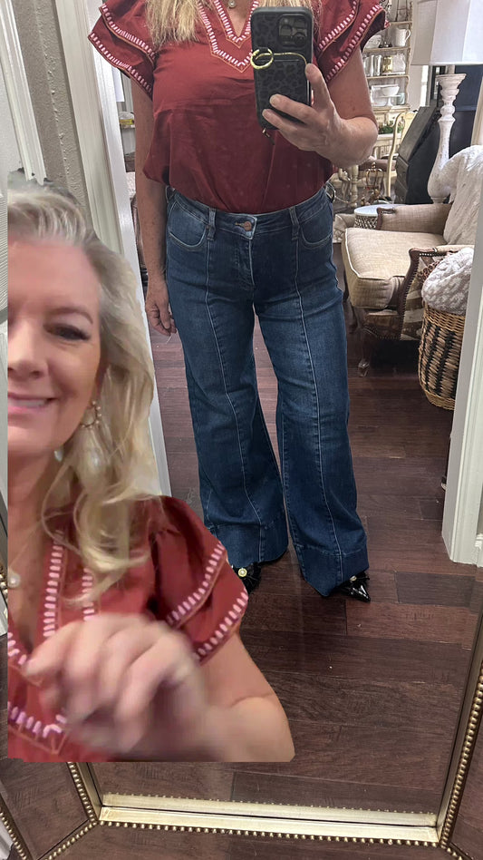 Pleat seam jean
