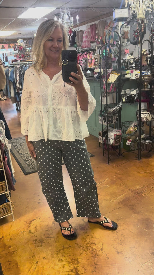 Polka dot barrel Jean